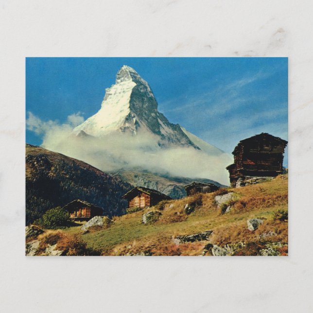 Postal Vintage Suiza Matterhorn, Valais (Anverso)