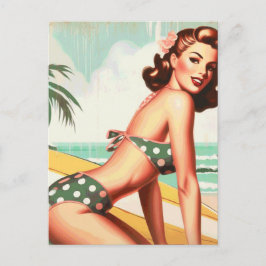 Postal Vintage Summer Beach Pin Up