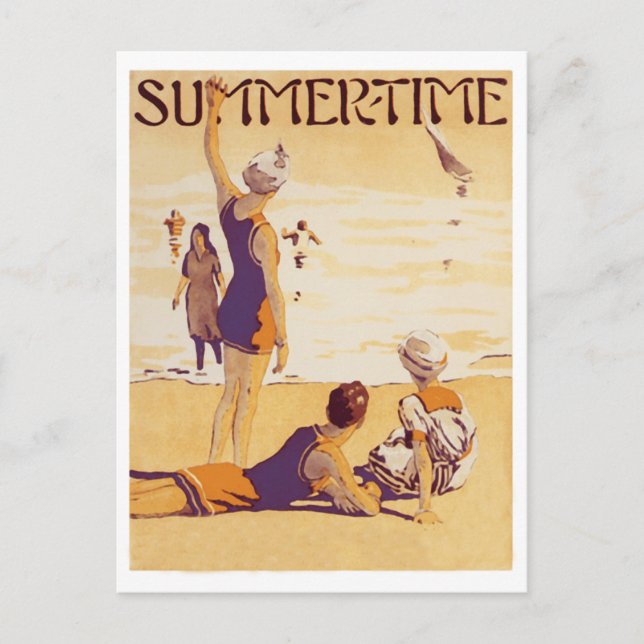 Postal Vintage Summertime en la playa (Anverso)