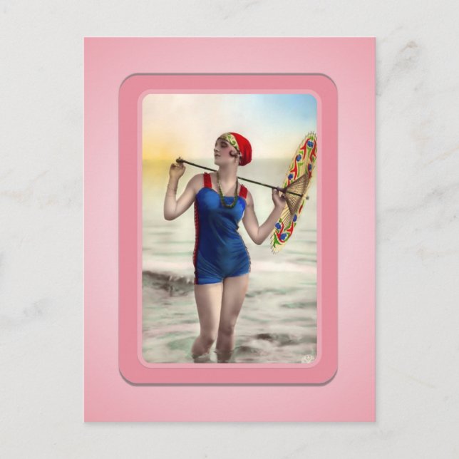 Postal Vintage Sun Bather Beach Babes (Anverso)