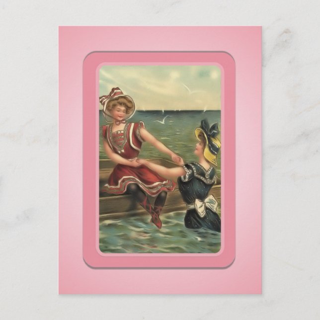 Postal Vintage Sun Bather Beach Babes (Anverso)