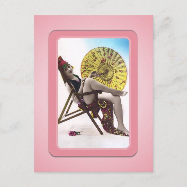 Postal Vintage Sun Bather Beach Babes (Anverso)