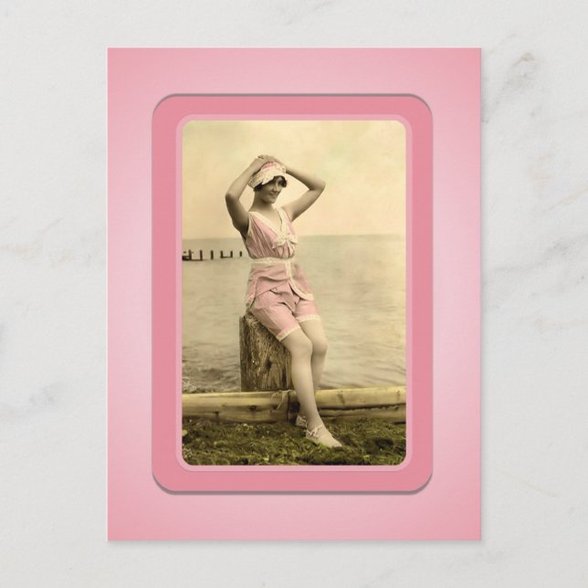 Postal Vintage Sun Bather Beach Babes (Anverso)