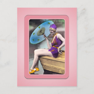 Postal Vintage Sun Bather Beach Babes