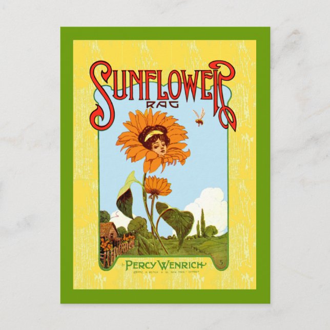 Postal Vintage Sunflower Music (Anverso)
