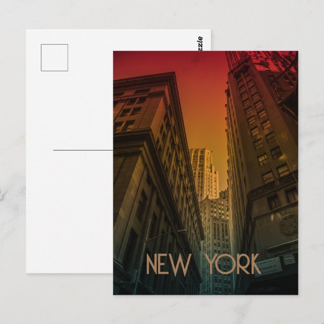 Postal Vintage Sunset Skyscrapers New York (Anverso / Reverso)