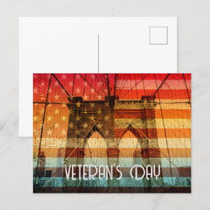 Postal Vintage Sunset Veteran's Day New York USA