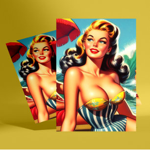Postal Vintage Surf Pin-up
