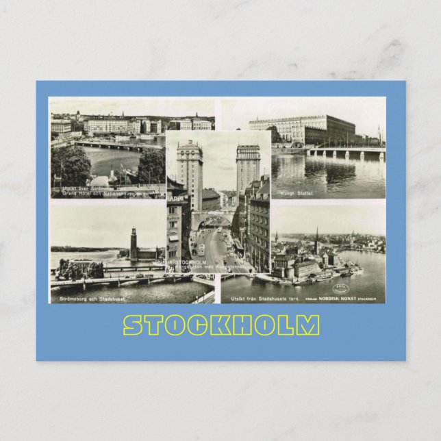 Postal Vintage Sweden, Stockholm multiview (Anverso)