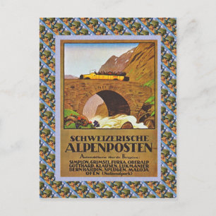 Postal Vintage Swiss Railway Schweizerische Alpenposten