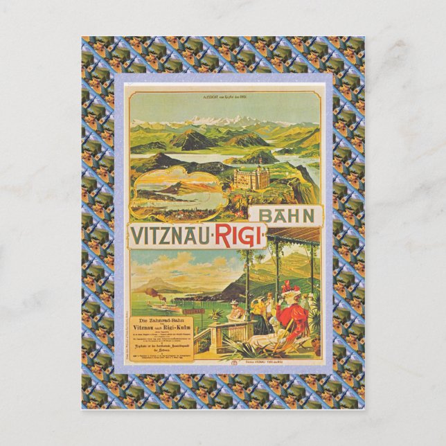 Postal Vintage Swiss Raulway Vitznau Rigi Bahn (Anverso)