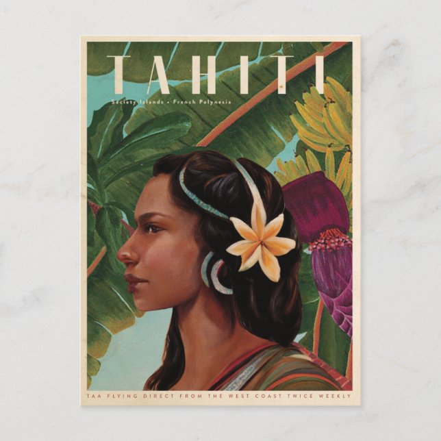 Postal Vintage Tahiti Island girl (Anverso)