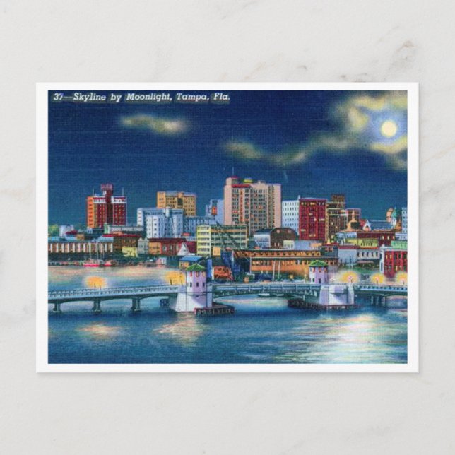 Postal Vintage Tampa Florida Skyline (Anverso)