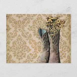 Postal vintage tan damask cowboy del país occidental