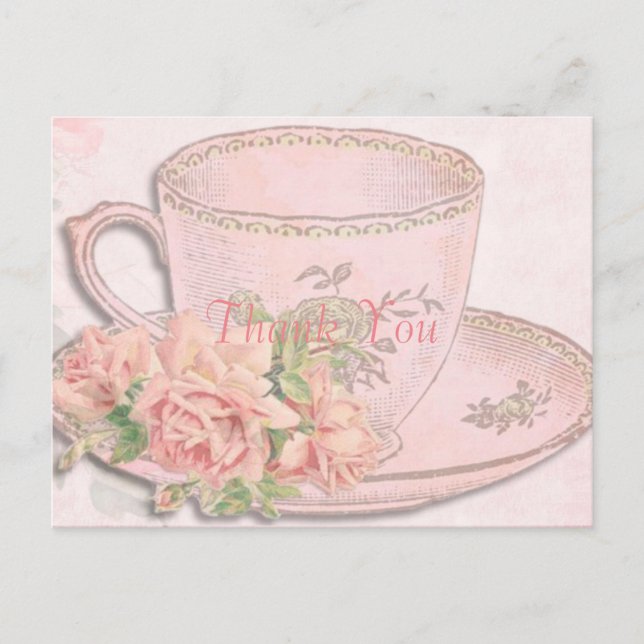 Postal Vintage Tea Cup Gracias (Anverso)
