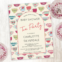 Postal Vintage Tea Party Baby Shower Invitation