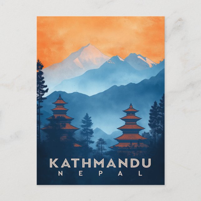 Postal Vintage Templo de Katmandú Nepal (Anverso)