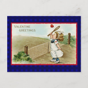 Postal Vintage Tennis Valentine con Old Tennis Outfit Cop