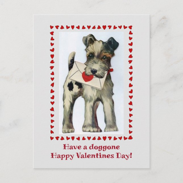Postal Vintage Terrier Dog Valentines (Anverso)