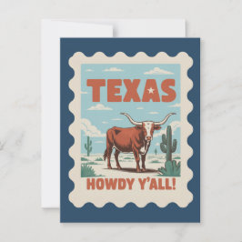 Postal Vintage Texas Classic Cowboy Longhorn