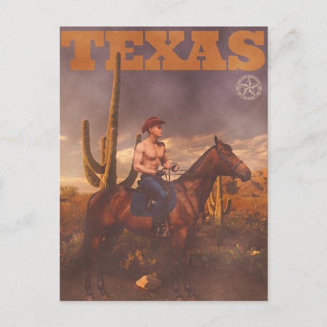 Postal Vintage Texas Cowboy Poster (Anverso)