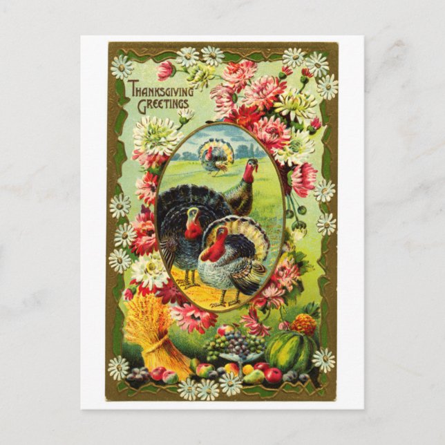 Postal Vintage Thankess Turkeys (Anverso)