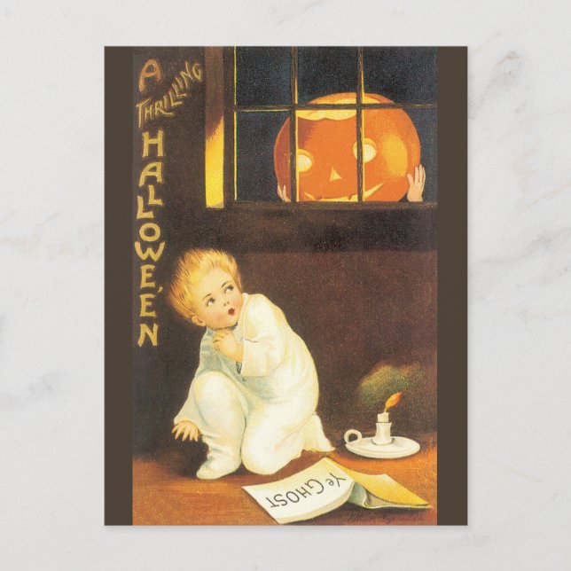 Postal Vintage Thrilling Halloween de Ellen Clapsaddle (Anverso)