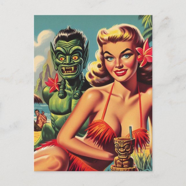 Postal Vintage Tiki Pin Up (Anverso)