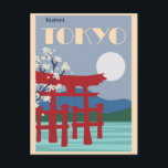 Postal Vintage Tokyo Japón Pagoda Roja Florecimiento de c<br><div class="desc">¡A cualquiera le encantaría recibir esta postal japonesa de viaje con un ilustracion retro de una pagoda roja y un árbol de flores de cerezo en Tokio,  Japón!</div>