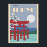 Postal Vintage Tokyo Japón Pagoda Roja Florecimiento de c<br><div class="desc">¡A cualquiera le encantaría recibir esta postal japonesa de viaje con un ilustracion retro de una pagoda roja y un árbol de flores de cerezo en Tokio,  Japón!</div>