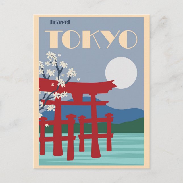 Postal Vintage Tokyo Japón Pagoda Roja Florecimiento de c (Anverso)
