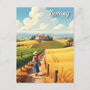 Postal Vintage Toscana Italia Campo