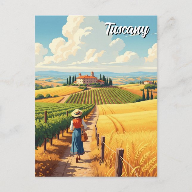 Postal Vintage Toscana Italia Campo (Anverso)