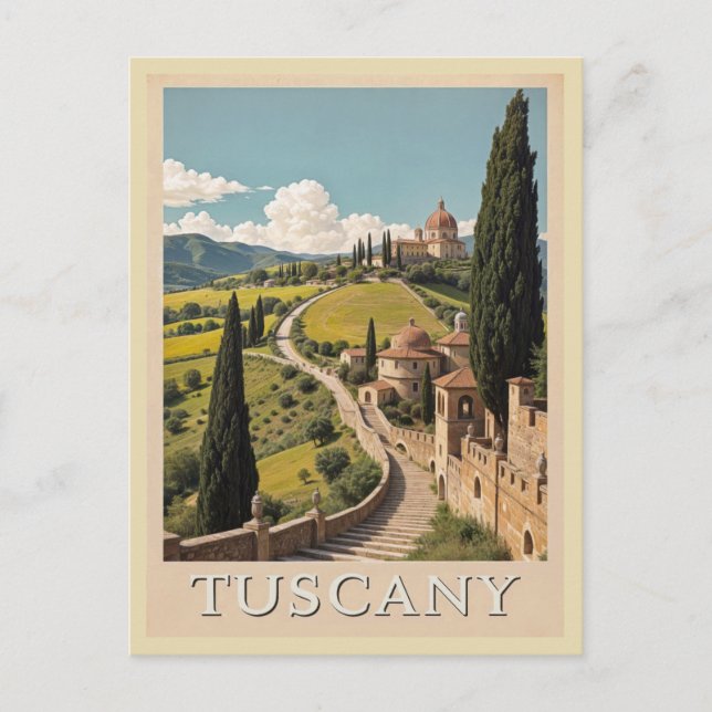 Postal Vintage Toscana Italia Villa Retro Viaje (Anverso)