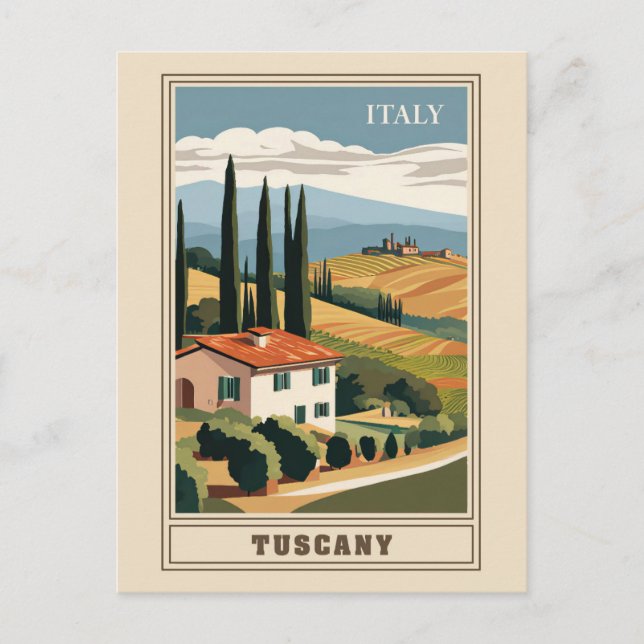 Postal Vintage Toscana Italia Villa Retro Viaje (Anverso)