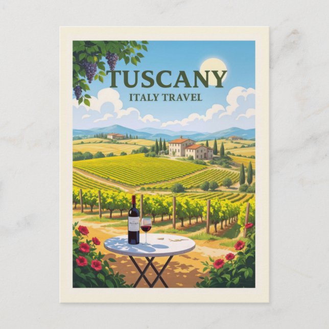 Postal Vintage Toscana Italia Vineyard Villa Wine (Anverso)