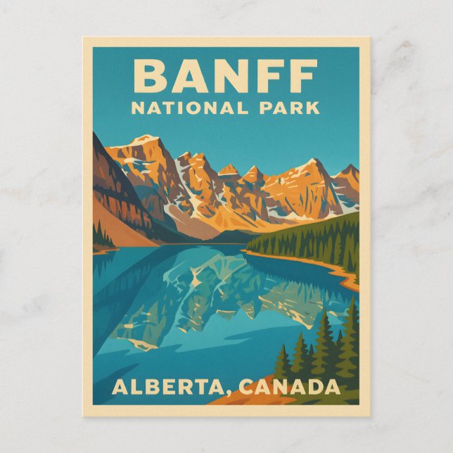 Postal Vintage Travel Banff Parque Nacional Retro Scenic (Anverso)