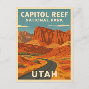 Postal Vintage Travel Capitol Reef Parque Nacional Utah