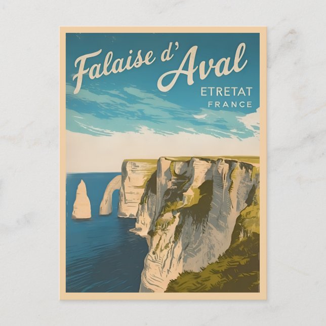 Postal Vintage Travel Cliffs of Etretat France (Anverso)
