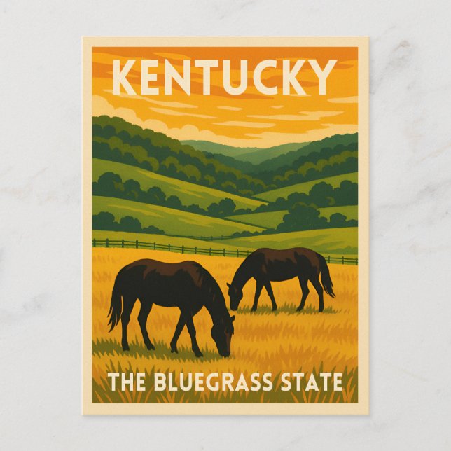 Postal Vintage Travel Kentucky Horses Retro Graphic (Anverso)
