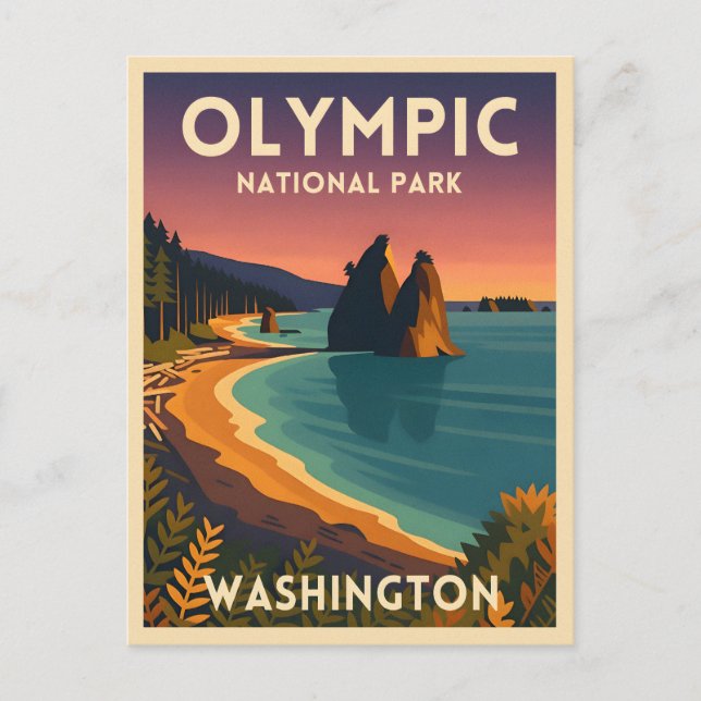 Postal Vintage Travel Olympic National Park Washington (Anverso)