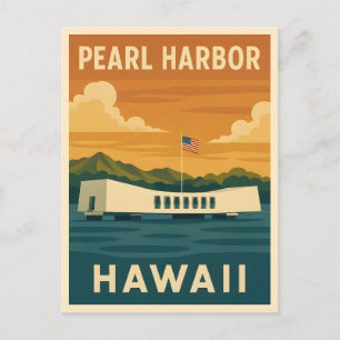 Postal Vintage Travel Pearl Harbor Memorial Hawái Retro