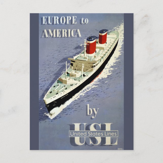 Postal Vintage Travel Poster De United States Lines (Anverso)