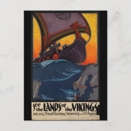 Postal Vintage Travel Poster Land of the Vikings