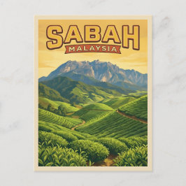 Postal Vintage Travel Sabah Borneo Malaysia Nature Retro