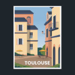 Postal Vintage Travel Toulouse Francia arte fino<br><div class="desc">vintage,  retro,  travel,  moderno,  acuarela,  clásico,  Toulouse,  Francia,  francés,  arte fino,  cabaret, </div>