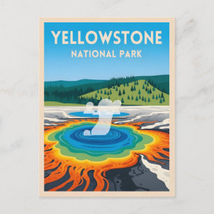 Postal Vintage Travel Yellowstone Parque Nacional Paisaje