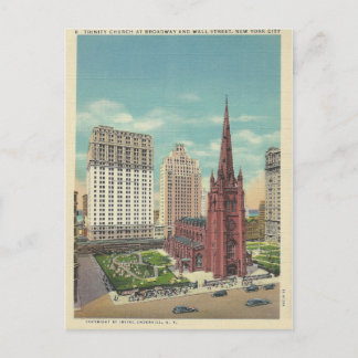 Postal Vintage Trinity Church New York City, Nueva York