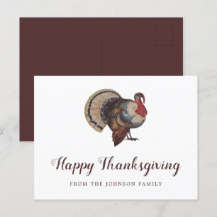 Postal Vintage Turkey Feliz Día de Acción de Gracias