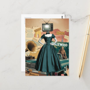 Postal Vintage TV Woman